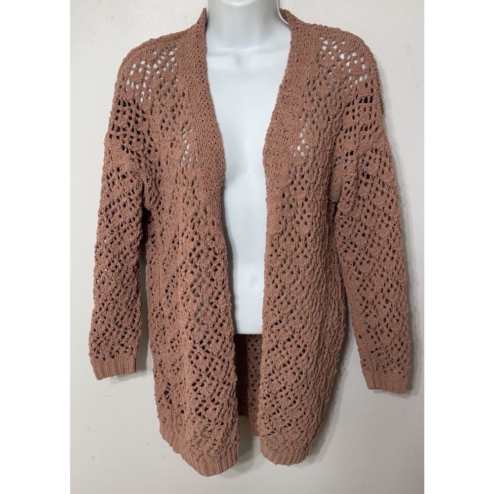 Moon & Madison Cardigan Open Knit Sweater Women’s Small Boho Cozy Layering